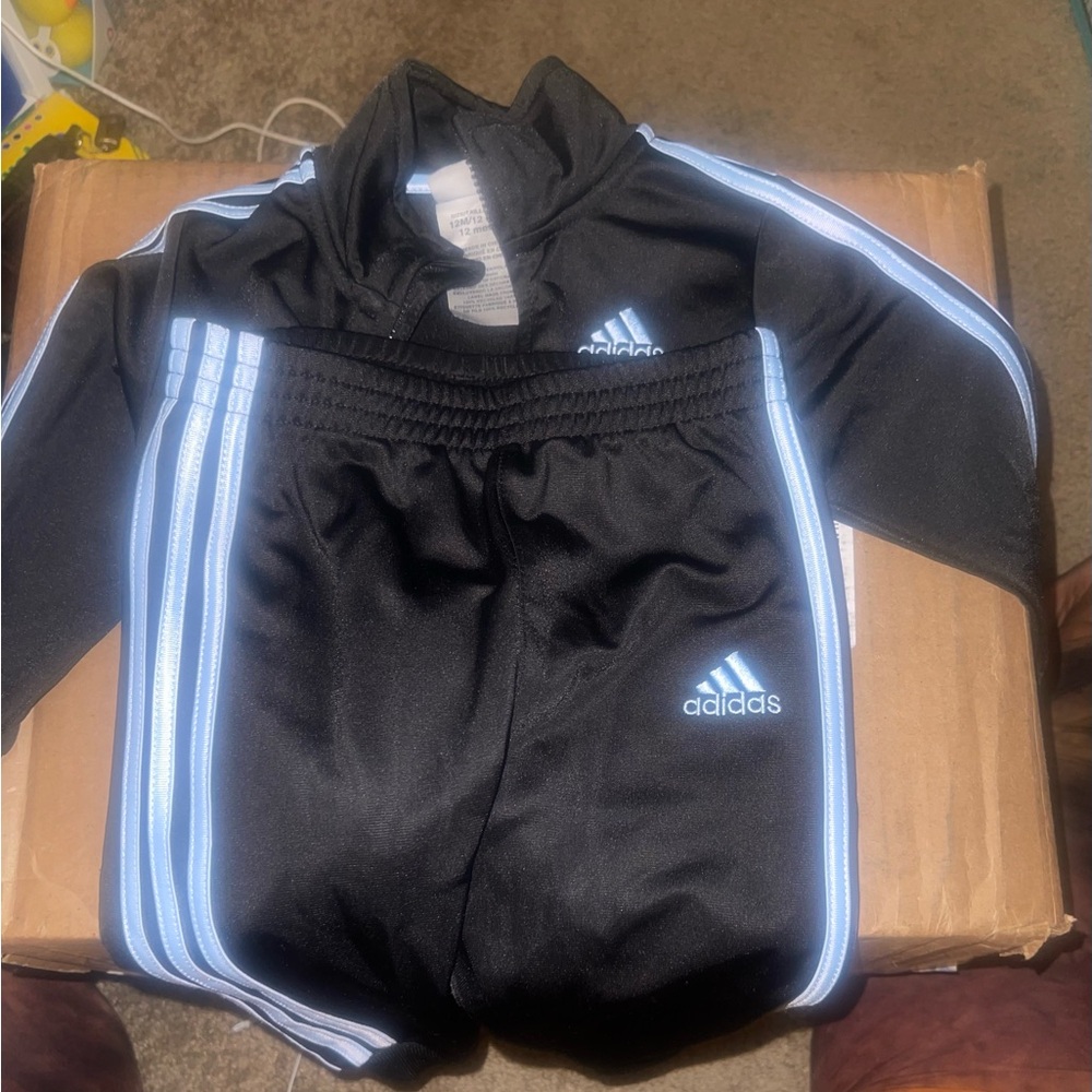 adidas black and blue set